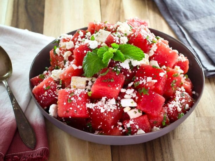 Watermelon and feta cheese salad