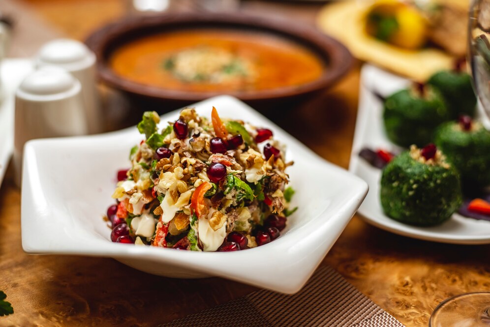 side-view-walnut-salad-with-pomegranate-bell-pepper-mayo-